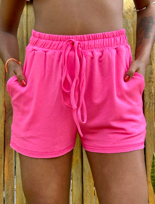 shorts moletinho rosa